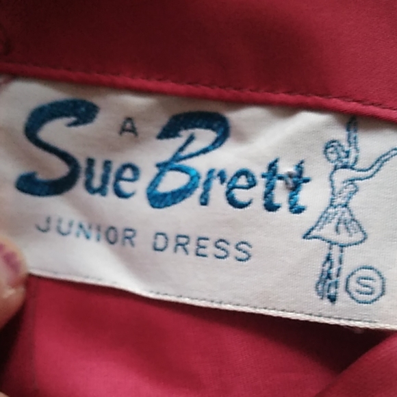 1960s 60s vintage True Love Red Cocktail Sleeveless Bow Dress Sue Brett Xs - Picture 4 of 4